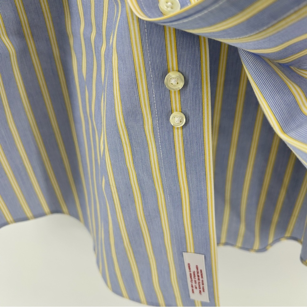 Brooks Brothers Dress Shirt Men’s 16 Button-Down Long Sleeve Striped Blue Yellow - Picture 5 of 9